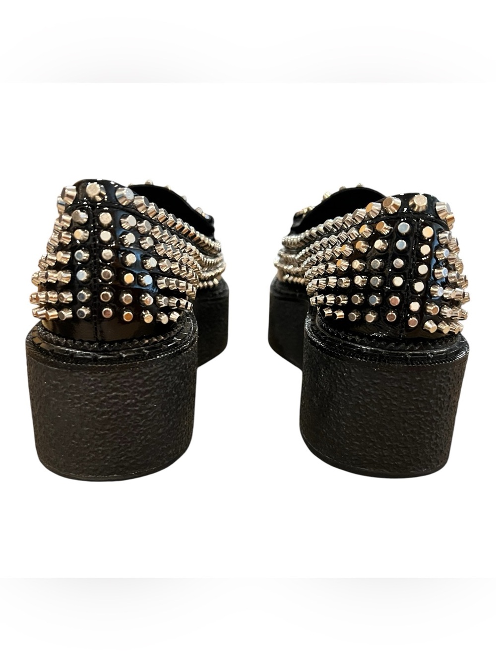 Jeffrey Campbell Choux Street Studded Platform Wedge Loafers Black Size 8 NWOB - Picture 9 of 13